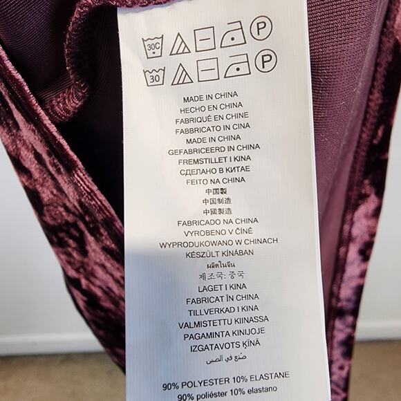 Michael Michael Kors Crushed Velvet Dress Size M Dark Pink Long Sleeve Goth Glam - Picture 12 of 13